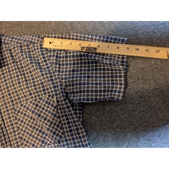 Carhartt Shirt Men's Medium Button Up Short Sleeve Relaxed Fit Blue Plaid - Picture 6 of 11